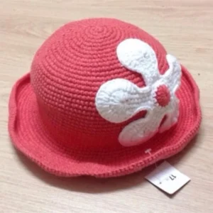 Handmade Coral Flower Crochet Hat